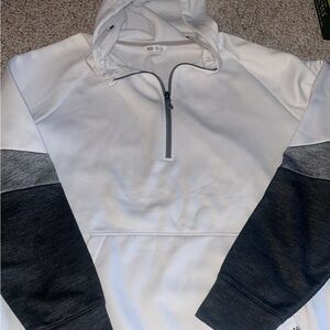 DSG Men's White and Gray Zip-Up Sweater